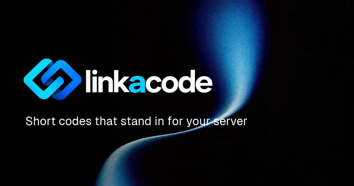 The LinkACode logo and the words: Short codes that stand in for your server